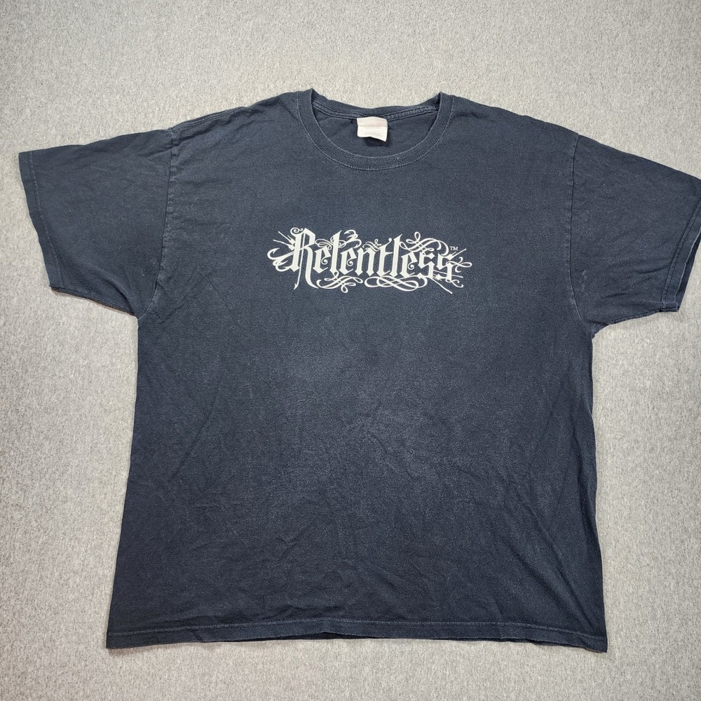 Hanes Relentless Graphic T-Shirt Mens XL Black Good Gothic Script Streetwear